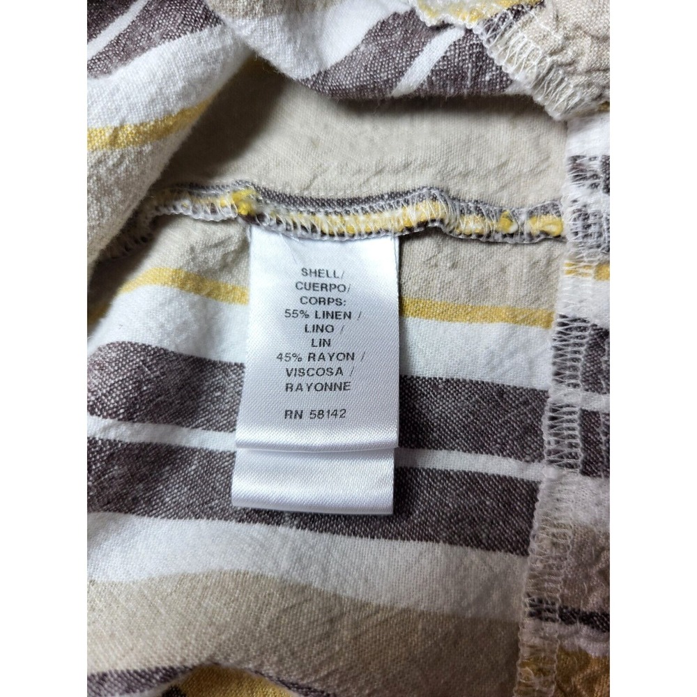 London Times 3 Tier Striped Linen/Rayon Sundress Wide Straps Elastic Back 14 - Picture 4 of 8